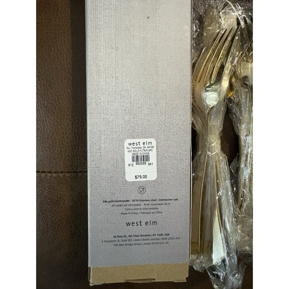 West Elm GOLD  geo Groove Flatware- Service For 2